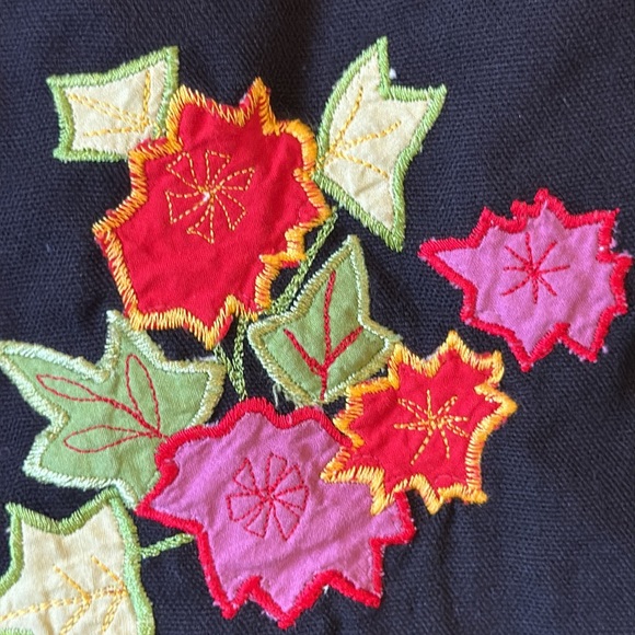 Hearts of Palm Black Embroidered Jacket Tropical Floral Boho Button Up Cotton 14 - Picture 12 of 16